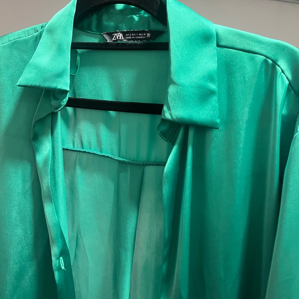 Zara Vibrant Green Satin Top
